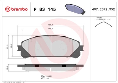 BREMBO P 83 145 Číslo výrobce: 24452. EAN: 8020584104866.