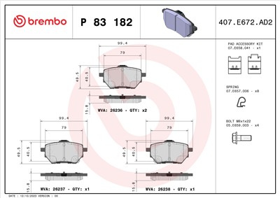 BREMBO P 83 182 Číslo výrobce: 26236. EAN: 8020584120033.