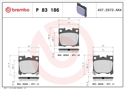 BREMBO P 83 186 Číslo výrobce: 26423. EAN: 8020584122914.