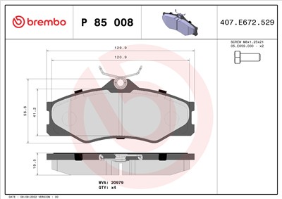 BREMBO P 85 008 Číslo výrobce: 20979. EAN: 8020584058114.