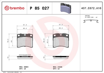 BREMBO P 85 027 Číslo výrobce: 20651. EAN: 8020584058305.