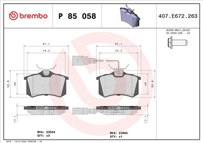 BREMBO P 85 058 Číslo výrobce: 23554. EAN: 8020584058619.