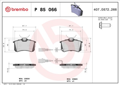 BREMBO P 85 066 Číslo výrobce: 23554. EAN: 8020584058695.