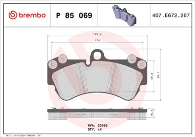 BREMBO P 85 069 Číslo výrobce: 23692. EAN: 8020584058725.