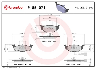 BREMBO P 85 071 Číslo výrobce: 21866. EAN: 8020584058749.