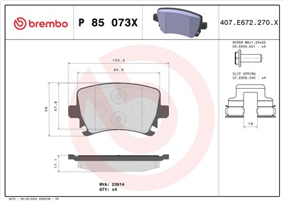 BREMBO P 85 073X Číslo výrobce: 23914. EAN: 8020584069288.