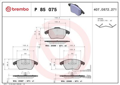 BREMBO P 85 075 Číslo výrobce: 23587. EAN: 8020584058787.