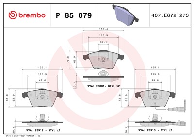 BREMBO P 85 079 Číslo výrobce: 23912. EAN: 8020584058824.