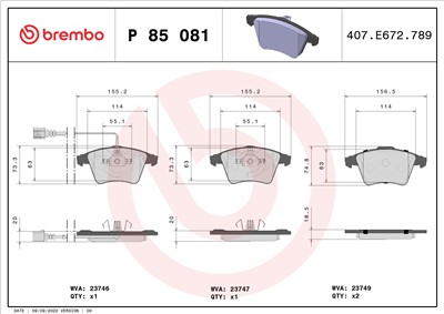 BREMBO P 85 081 Číslo výrobce: 23746. EAN: 8020584058848.