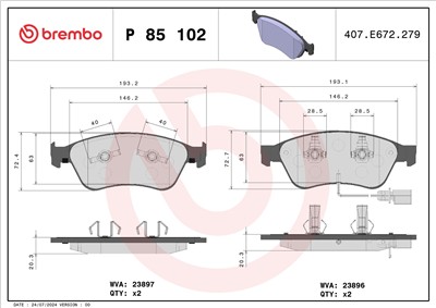 BREMBO P 85 102 Číslo výrobce: 23896. EAN: 8020584062517.