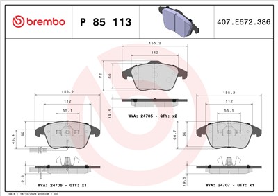 BREMBO P 85 113 Číslo výrobce: 24333. EAN: 8020584091036.