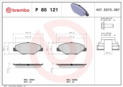 BREMBO P 85 121 Číslo výrobce: 25681. EAN: 8020584103944.