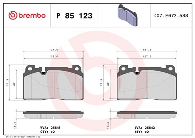 BREMBO P 85 123 Číslo výrobce: 25643. EAN: 8020584103968.