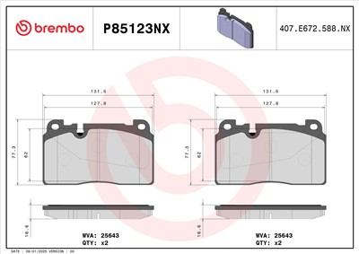 BREMBO P85123NX Číslo výrobce: 25643. EAN: 8020584130681.