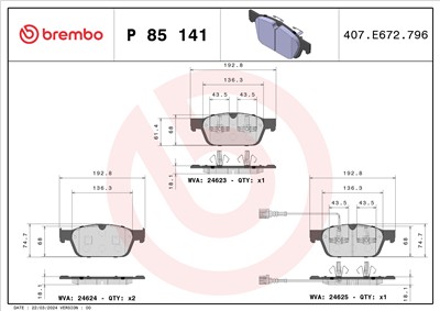 BREMBO P 85 141 Číslo výrobce: 24623. EAN: 8020584112717.