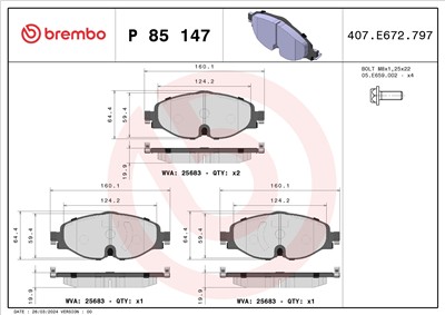 BREMBO P 85 147 Číslo výrobce: 25683. EAN: 8020584081259.