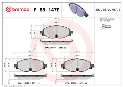 BREMBO P 85 147E Číslo výrobce: 25683. EAN: 8020584123379.