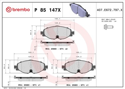 BREMBO P 85 147X Číslo výrobce: 25683. EAN: 8020584121986.