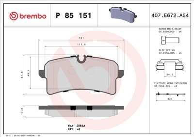 BREMBO P 85 151 Číslo výrobce: 25642. EAN: 8020584084243.