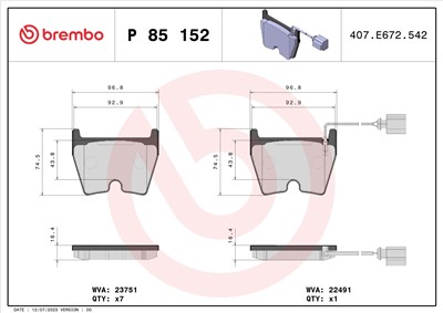 BREMBO P 85 152 Číslo výrobce: 22033. EAN: 8020584084335.