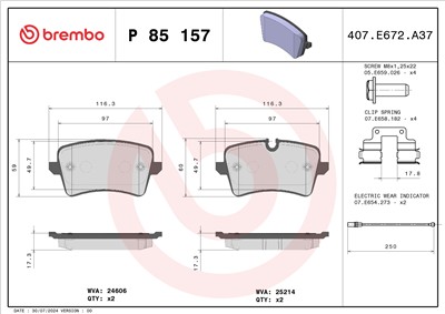 BREMBO P 85 157 Číslo výrobce: 24606. EAN: 8020584084557.
