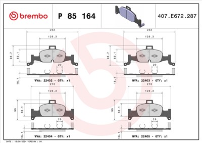 BREMBO P 85 164 Číslo výrobce: 22402. EAN: 8020584086964.