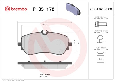 BREMBO P 85 172 Číslo výrobce: 22802. EAN: 8020584069929.