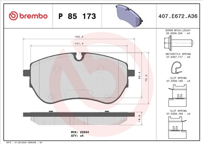 BREMBO P 85 173 Číslo výrobce: 22644. EAN: 8020584113103.