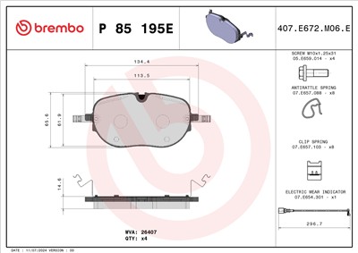 BREMBO P 85 195E Číslo výrobce: 26408. EAN: 8020584130148.