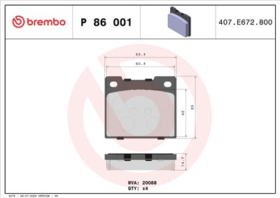 BREMBO P 86 001 Číslo výrobce: 20088. EAN: 8020584058893.