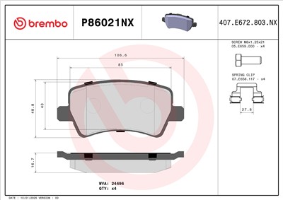 BREMBO P86021NX Číslo výrobce: 24496. EAN: 8020584131336.