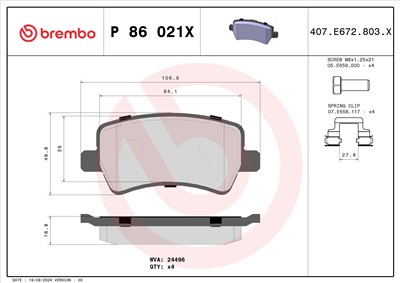 BREMBO P 86 021X Číslo výrobce: 24496. EAN: 8020584069523.