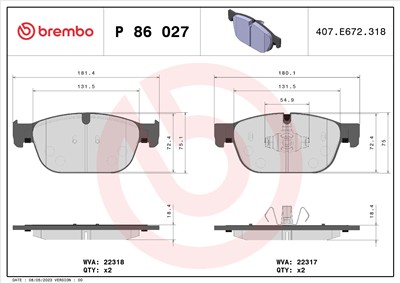 BREMBO P 86 027 Číslo výrobce: 22317. EAN: 8020584084489.