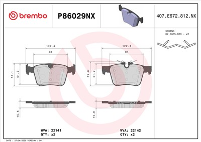 BREMBO P86029NX Číslo výrobce: 22141. EAN: 8020584131299.