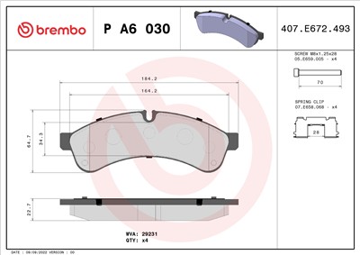 BREMBO P A6 030 Číslo výrobce: 29231. EAN: 8020584087503.