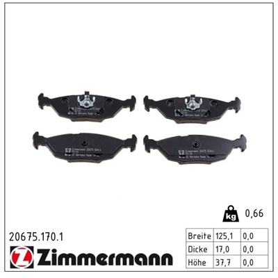ZIMMERMANN 20675.170.1 Číslo výrobce: 20675. EAN: 4250238729648.