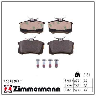 ZIMMERMANN 20961.152.1 Číslo výrobce: 20961. EAN: 4250238730484.