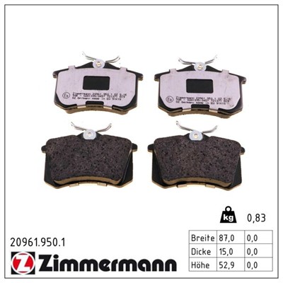 ZIMMERMANN 20961.950.1 Číslo výrobce: 20961. EAN: 4250238782599.