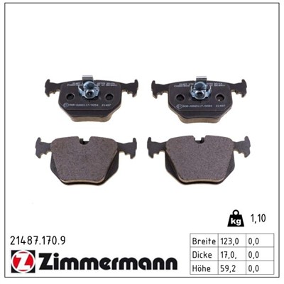 ZIMMERMANN 21487.170.9 Číslo výrobce: 21282. EAN: 4250238745525.