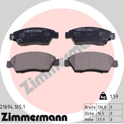 ZIMMERMANN 21694.165.1 Číslo výrobce: 21694. EAN: 4250238735700.
