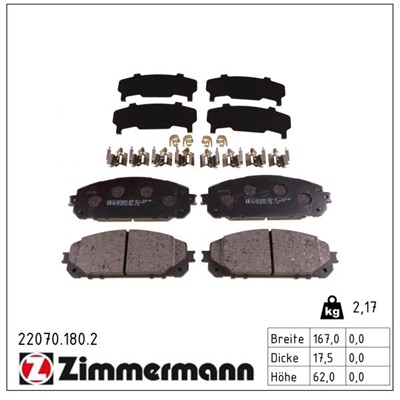 ZIMMERMANN 22070.180.2 Číslo výrobce: 22070. EAN: 4250238780298.