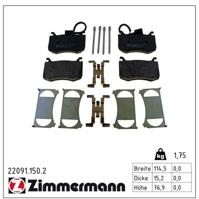 ZIMMERMANN 22091.150.2 Číslo výrobce: 22091. EAN: 4250238786252.