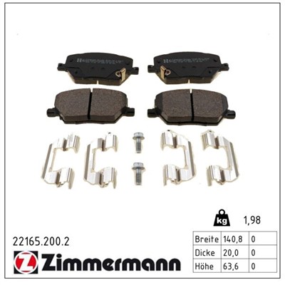 ZIMMERMANN 22165.200.2 Číslo výrobce: 22165. EAN: 4250238786214.