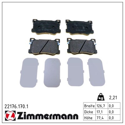 ZIMMERMANN 22176.170.1 Číslo výrobce: 22176. EAN: 4250238785576.