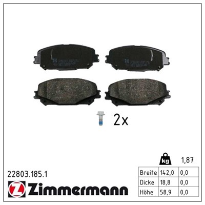 ZIMMERMANN 22803.185.1 Číslo výrobce: 22803. EAN: 4250238794264.