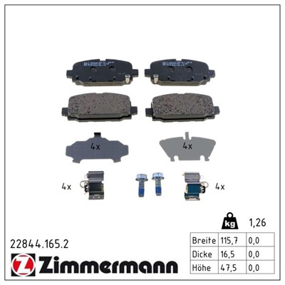 ZIMMERMANN 22844.165.2 Číslo výrobce: 22844. EAN: 4250238785149.