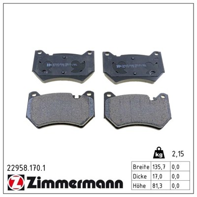 ZIMMERMANN 22958.170.1 Číslo výrobce: 22958. EAN: 4250238785798.