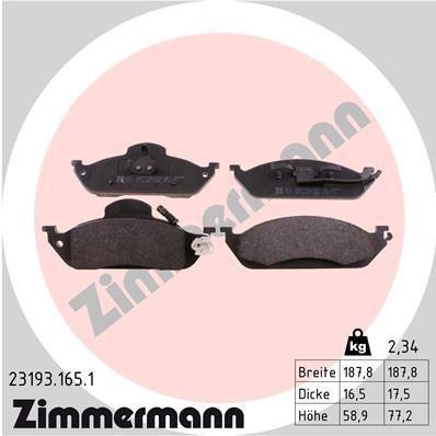 ZIMMERMANN 23193.165.1 Číslo výrobce: 23193. EAN: 4250238737452.