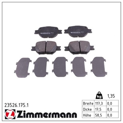 ZIMMERMANN 23526.175.1 Číslo výrobce: 23526. EAN: 4250238738602.