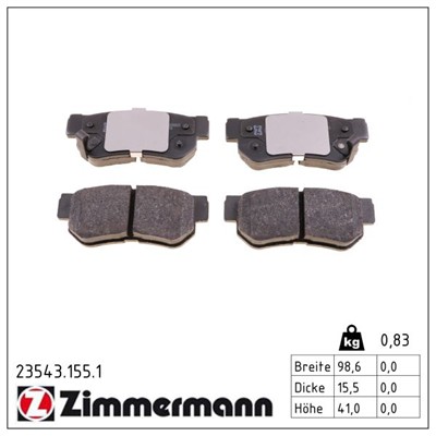ZIMMERMANN 23543.155.1 Číslo výrobce: 23543. EAN: 4250238738664.